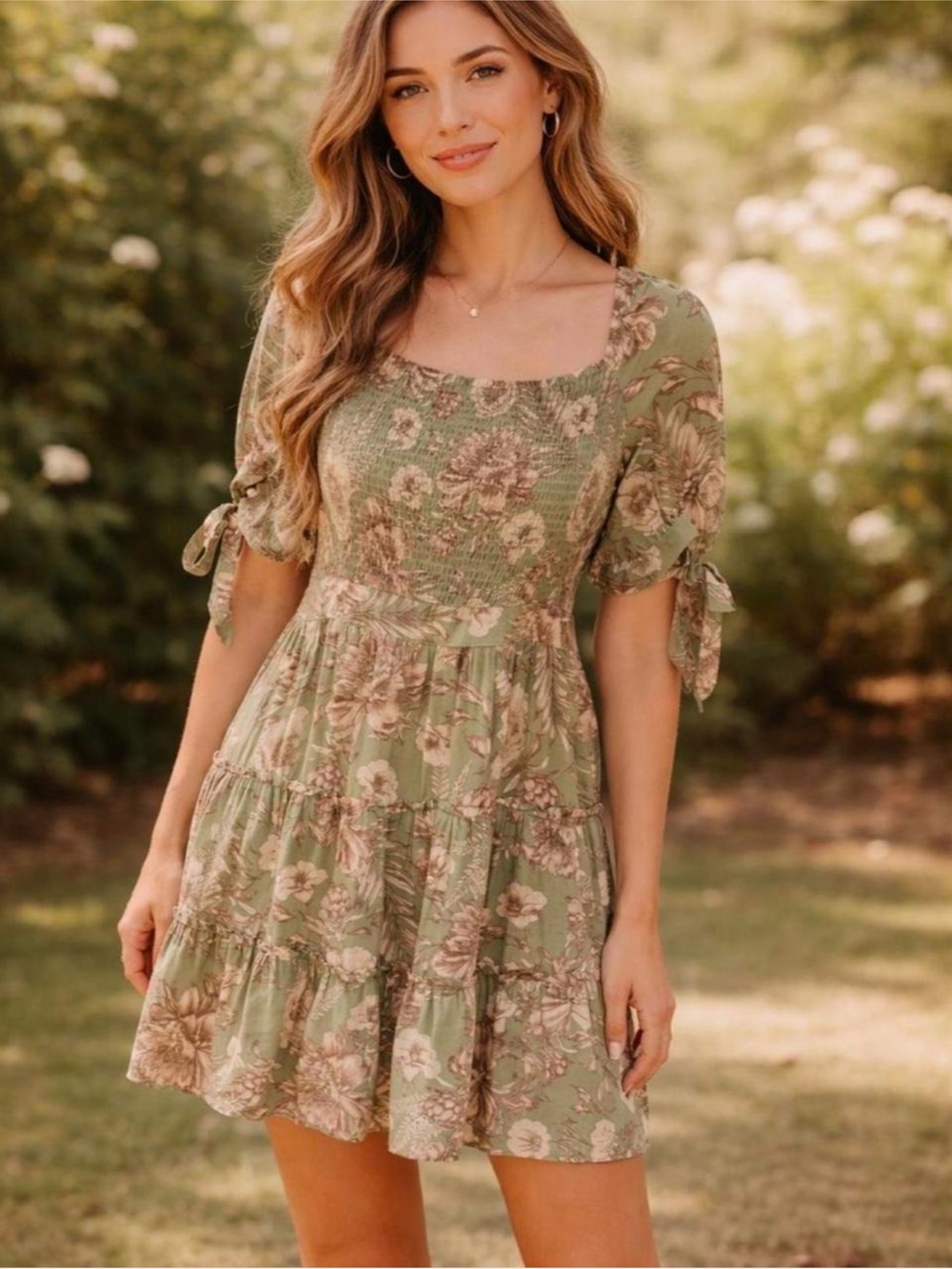 Agua Bendita Smocked Mini Dress